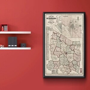 Map of the Rutherford County, Tennessee 1878. Vintage Wall Art Decor Reproduction.