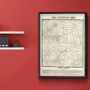 Houston Township, Adams County, Illinois. 1872.  Home Deco Style Old Wall Vintage Reproduction.