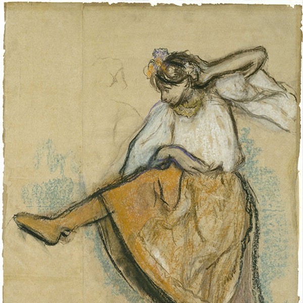 The Russian Dancer by the French Impressionist Edgar Degas 1895.  Vintage home Deco Style old wall reproduction map print.