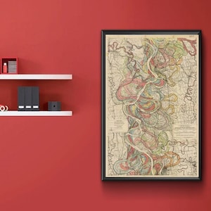 Platte 22, Blatt 8 von Fisk's Mississippi River Meander Belt Map - Geologische Karte - Vintage Wandkarte Kunst Dekor