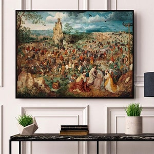Pieter Bruegel the Elder - The Procession to Calvary.   Vintage home Décor Style old wall reproduction map print.
