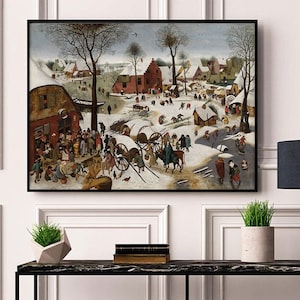 Pieter Bruegel the Elder - The Census at Bethlehem. Vintage home Décor Style old wall reproduction map print.