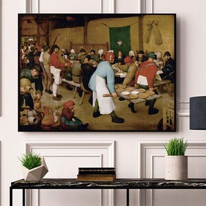 Pieter Bruegel the Elder - The Peasant Wedding.   Vintage home Décor Style old wall reproduction map print.