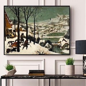 Pieter Bruegel the Elder - The Hunters in the Snow (winter). The Return of the Hunters. Vintage home Décor Style reproduction map print.