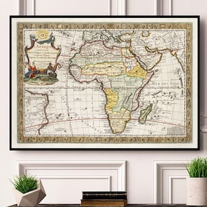 Mapa de África, 1885.  Restauración vintage de hardware casero Deco Style antigua reproducción de pared mapa impreso.