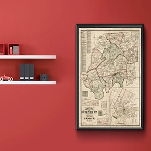 Map of the Sumner County, Tennessee 1878. Vintage Wall Art Decor Reproduction.