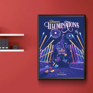 Disney Illumination by Pandora Attraction Poster Disneyland Vintage Nursery Print Disney World Vintage Disney Art Kids Bedroom
