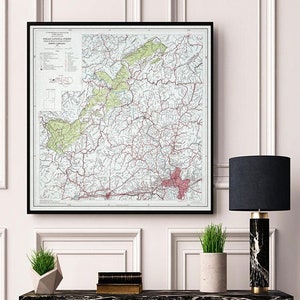 Pisgah National Forest (French Board Ranger District), North Carolina.  Vintage Reproduktion Landkarte.