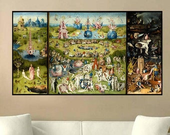 ヒエロニムス・ボス作「快楽の園」ヴィンテージ絵画 レーザー彫刻