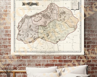 Aguascalientes Map, 1884 Vintage Garcia Cubas Poster, Antique Mexico State Art Reproduction, Nostalgic Family Roots Heritage Wall Decor