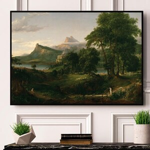 Cole Thomas The Course of Empire The Arcadian or Pastoral State 1836, Vintage Reproduction Home Decor painting