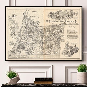 Map of Presidio of San Francisco. Home Decor Map Reproduction