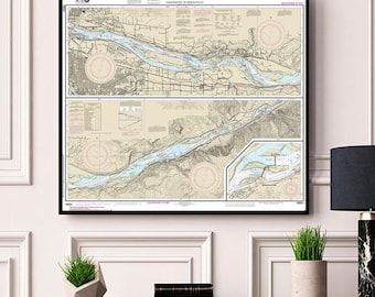 Columbia River Vancouver to Bonneville Oregon Washington Nautical Wall Art Reproduction NOAA 18531