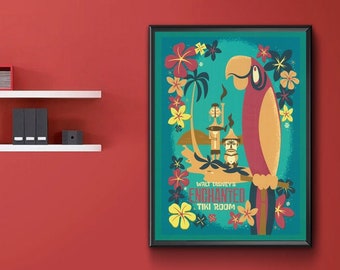 Enchanted Tiki Room Adventureland attractie poster Disneyland Vintage kinderkamer print Disney World Vintage Disney Disney Art kinderkamer