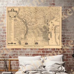 Map of Philadelphia, Pennsylvania PA Plans and Environs, 1775.  Restoration Hardware Home Deco Style Old Wall Vintage Giclee Reproduction.