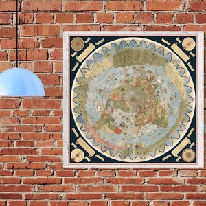 Flat Earth Map of the World - 1587 Urbano Monte Poster Wall Art Globe Map