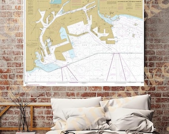 Los Angeles and Long Beach Harbors California Nautical Wall Art Reproduction NOAA 18751