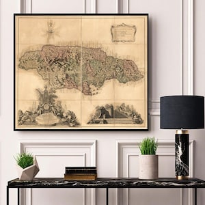 Karte von Jamaika, 1763.  Vintage Home Deco Stil alte Wand Reproduktion Karte Druck.