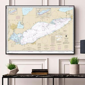Lake Erie Lake Ontario Lake Simcoe Nautical Wall Art Reproduction NOAA 14820 Map Print