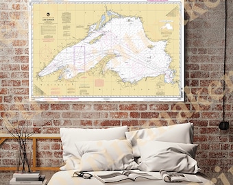 Lake Superior Map – NOAA Nautical Chart 14961 Reproduction – Great Lakes Nautical Wall Art