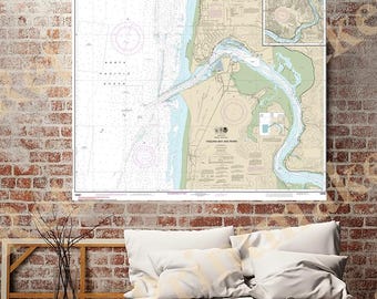 Yaquina Bay and River Newport Oregon Nautical Wall Art Reproduction NOAA 18581