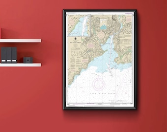 New Haven Harbor Connecticut Nautical Wall Art Reproduction NOAA 12371 Map Print