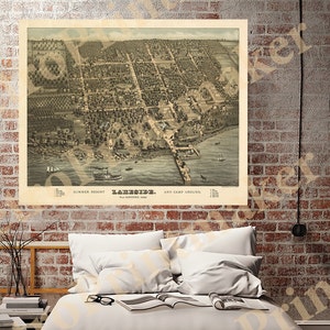 Map of Lakeside, Danbury Township, Ottawa Co., Ohio OH, near Sandusky. Restoration Hardware Home Deco Style Old Wall Vintage Reprint.