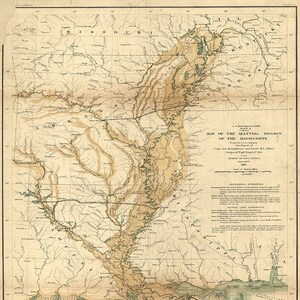 Karte der Auenregion des Mississippi, 1861.
