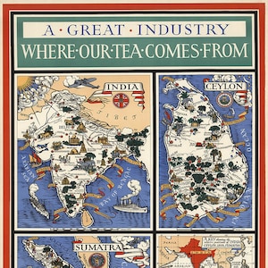 A Great Industry. Where Our Tea Comes From. 1937. Restoration Hardware Home Deco Style Old Wall Vintage Reprint