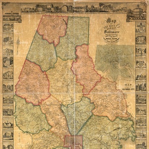 Karte von Baltimore, Maryland, Maryland, Maryland, 1857. Vintage Wandkarte