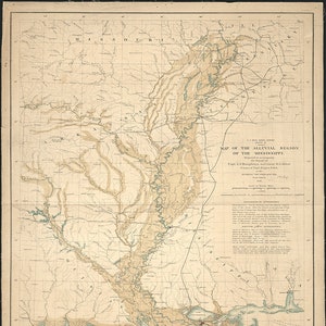 Karte der Auenregion des Mississippi, 1861.