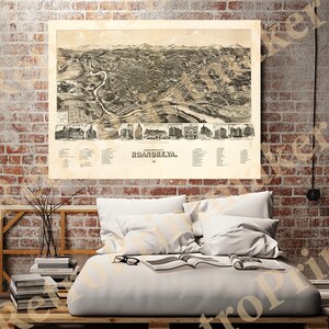 Roanoke (Big Lick), Roanoke Valley, Virginia Va., 1891 reproductie vintage perspectiefkaart.  Verkrijgbaar in verschillende maten.