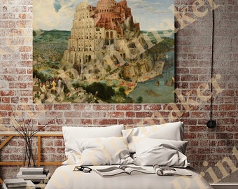1563 Pieter Bruegel Great Tower of Babel Fine Art Reproduction Print, Vintage Renaissance Painting Poster, Antique Flemish Masterpiece Art