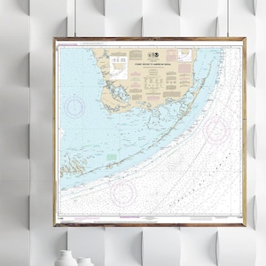 NOAA Cartes marines de Fowey Rocks à American Shoal 11450 Florida Keys, Card Sound, Biscayne Bay, Key Largo, Cape Sable, Reproduction de carte