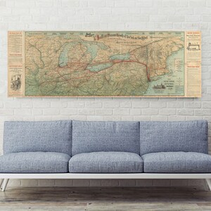 Map of the New York Central & Hudson River R.R. and connections 1898.  Reproduction Vintage Map Print