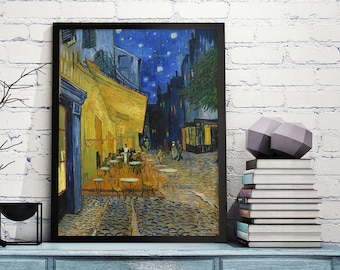 Café Terrace at Night – Vincent Van Gogh Reproduction Art Print – Post-Impressionist Night Scene Wall Art