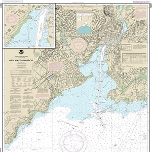 Cartas náuticas NOAA de New Haven Harbor, Connecticut. 12371. Mapa de reprodução.