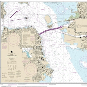 NOAA Nautical charts of San Francisco Bay. Candlestick Point to Angel Island 18650. West Coast California. Reproduction map.