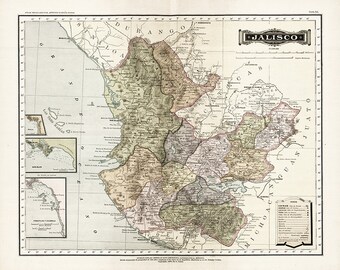 Jalisco Map Etsy