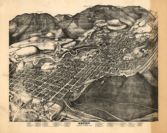 24x36 Vintage Reproduction Historic Map Canon City Colorado 1882 Fremont
