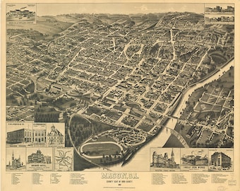 24x36 Vintage Reproduction Historic Map Fitzgerald Georgia 1908 Ben Hill