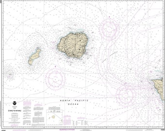 Nautical charts of Oahu to Niihau. 19380 Hawaii Map reproduction