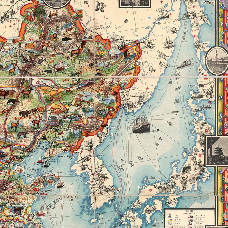 Map of China, 1931. 象形中華民國人物輿地全圖 Restoration Map of China, 1931. 象形中華民國人物輿地全圖 Restoration