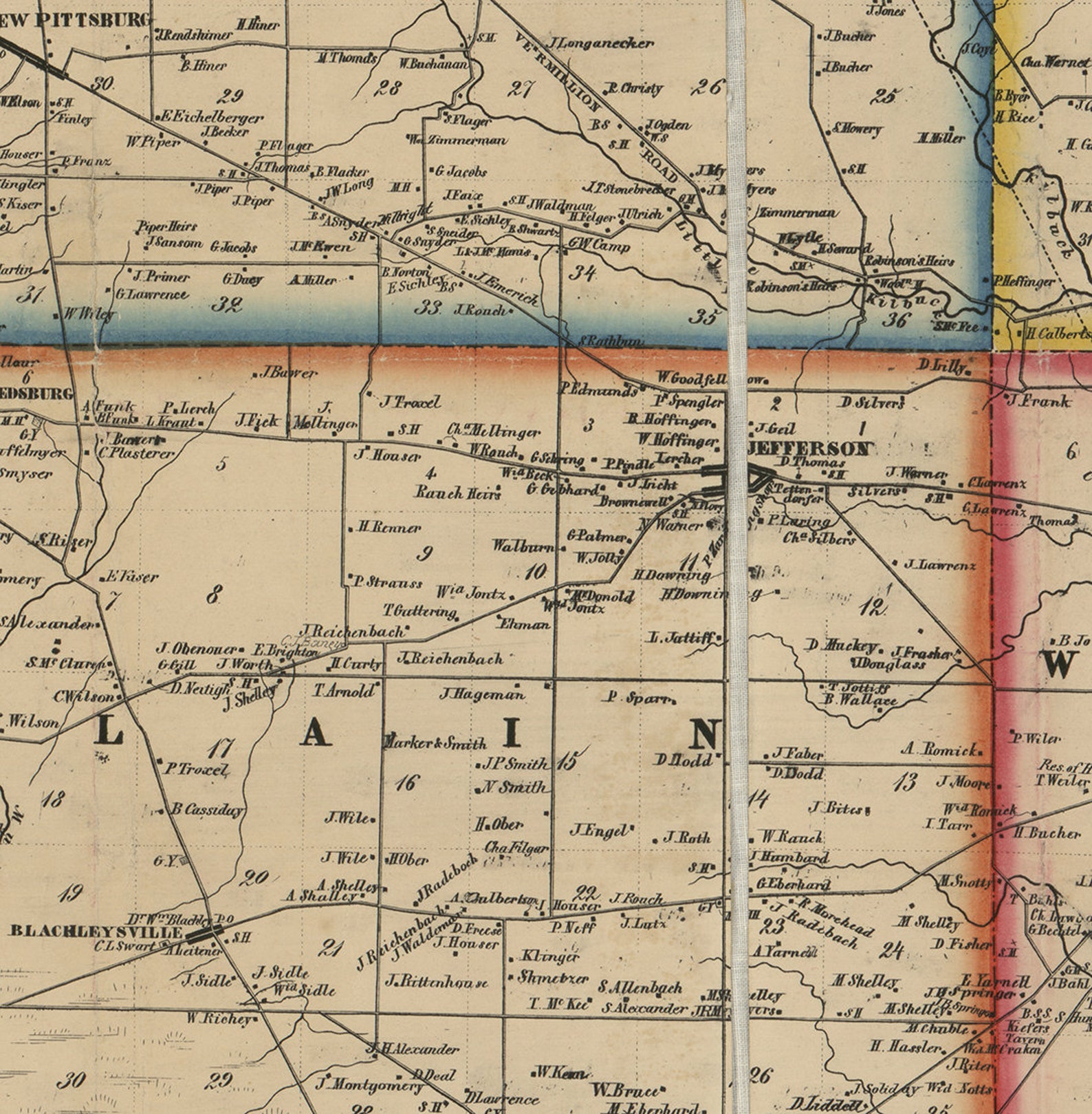 Map of Wayne County Pennsylvania PA 1856. Vintage Etsy