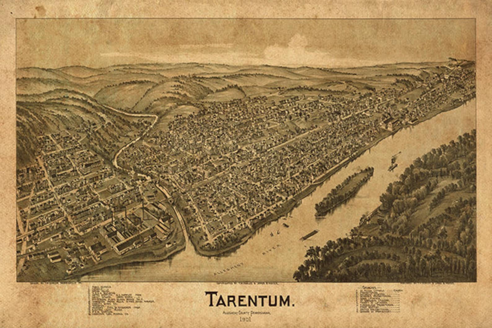 Map of Tarentum Allegheny Co. Pennsylvania PA 1901. Vintage Etsy