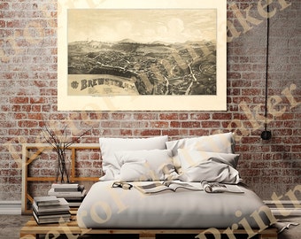 Mapa de Brewster, condado de Westchester, Nueva York, 1887. Impresión de mapa de pared antiguo, estilo art déco, restaurado por ferretería vintage. NY0173