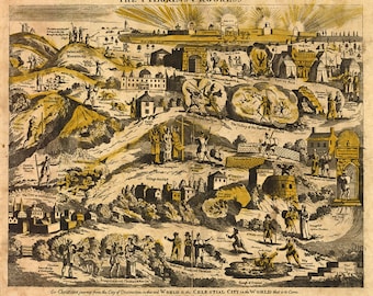 Illustration Map Of The Pilgrim&#39;s Progress 1813 Print Poster. Vintage home Décor Style old wall reproduction map print.