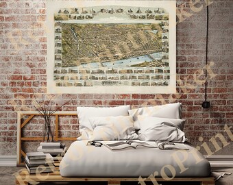 Map of Haverhill, Essex County, Massachusetts (MA.) 1893. Restoration Hardware Home Deco Style Old Wall Map. Vintage Reproduction.