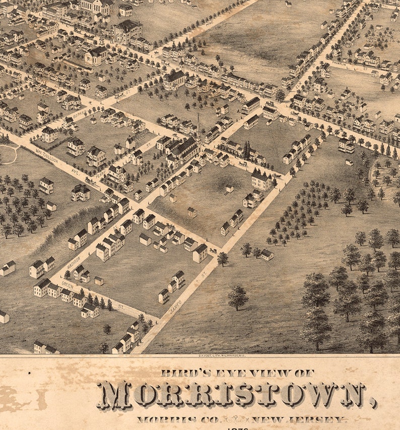 Map of Morristown Morris Co. New Jersey 1876. Vintage Etsy