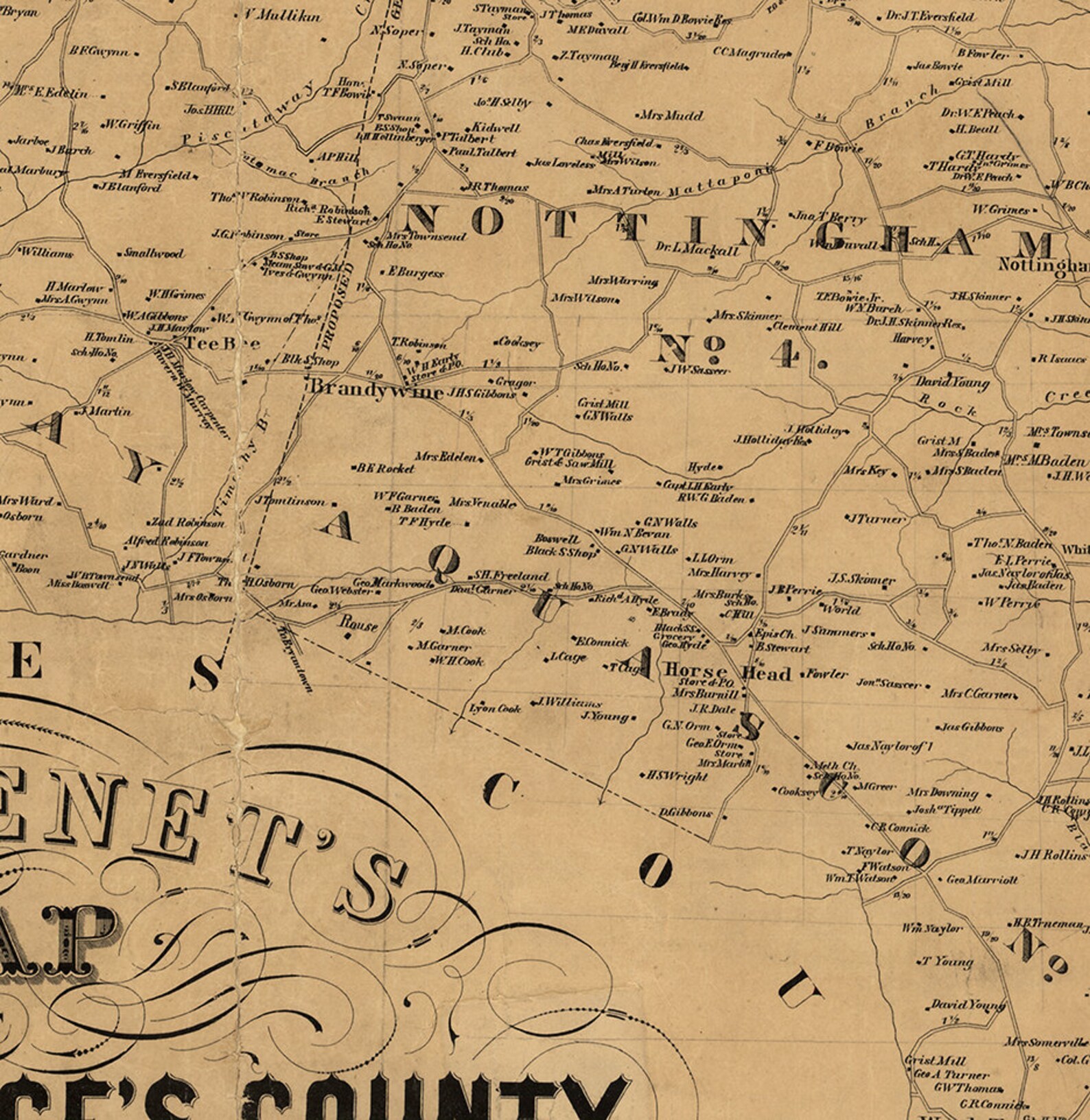 Map of Prince County Maryland MD. 1861. Vintage Etsy